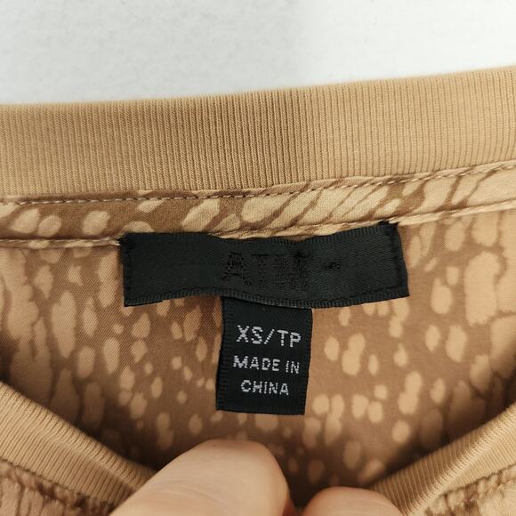 ATM Anthony Thomas Melillo Silk T Shirt XS Tan Casual Minimalist Lightweight - Picture 3 of 7